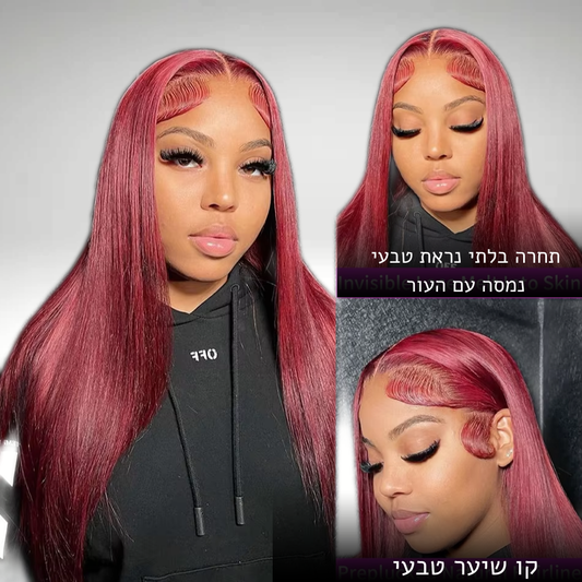 פאה ברזילאית מיוחדת  תחרה חזיתית צבע אדום